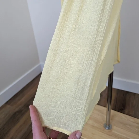 Vintage Butter Yellow Maxi Cardigan Front Ties Sheer Crochet Floor Length - Picture 6 of 10